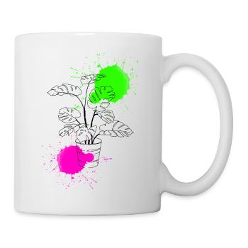 Funky Monstera - Mug blanc - blanc - Droite