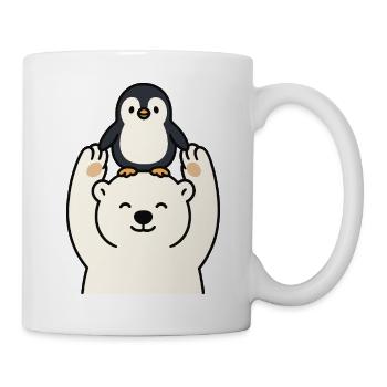 Freundschaft zwischen Eisbär und Pinguin - Tasse - Weiß - Rechts