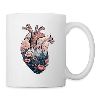 Cœur anatomique avec montagnes et fleurs - Mug blanc - blanc - Droite