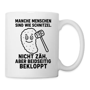 bekloppte menschen schnitzel - Tasse - Weiß - Rechts