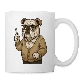 Bulldog Teacher with Chalk Retro Classroom Cartoon - Mug - white - Right