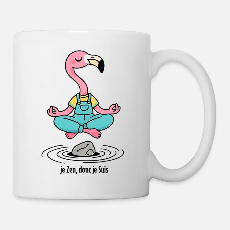 Flamant en lévitation yoga zen - Mug blanc - blanc