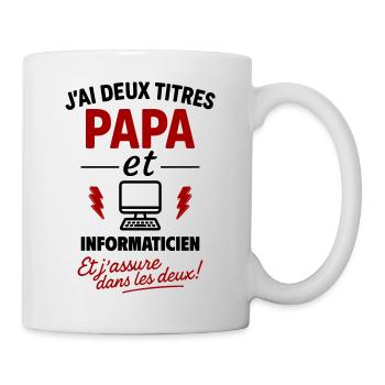 Vater und Informatiker schenken dem Vatertag Weihnachten ein Geschenk - Tasse - Weiß - Rechts