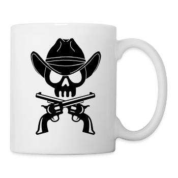 Cowboy-Schädel und gekreuzte Waffen (Schwarz) - Tasse - Weiß - Rechts
