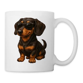 Cool dachshund with sunglasses for dog lovers - Mug - white - Right