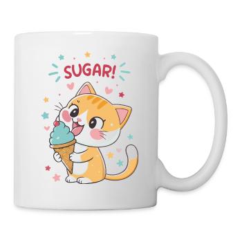 Chat gourmand cornet glace festif - Mug - white - Right