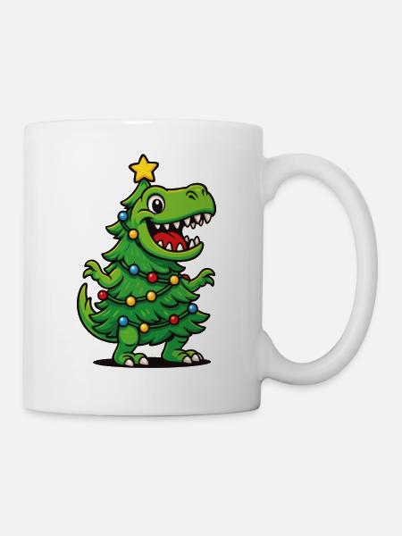 Tree-Rex – Retro Weihnachten Wortspiel T-Rex Dino - Tasse - Weiß