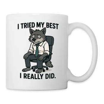 Büro-Wolf mit Krawatte - Tasse - Weiß - Rechts