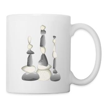 Trois tours de pierre équilibrées de style zen - Mug blanc - blanc - Droite