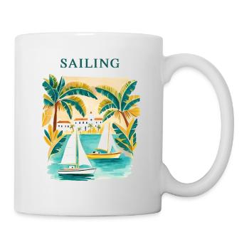 Rêve de voile tropicale au port - Mug blanc - blanc - Droite