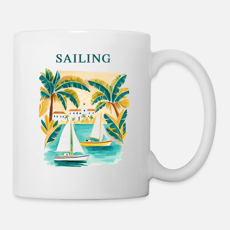 Rêve de voile tropicale au port - Mug blanc - blanc