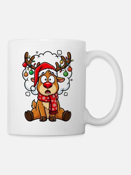 Weihnachten Rentier Cartoon Humor - Tasse - Weiß
