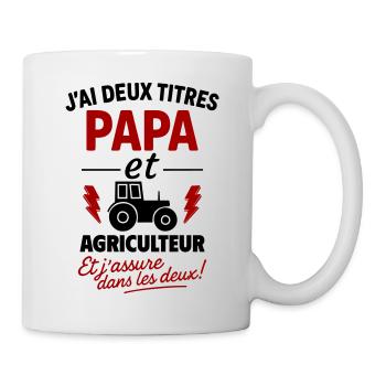 Papa_et_Agriculteur_Jassure_dans_les_deux - Tasse - Weiß - Rechts