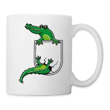 Crocodile dans la poche de la chemise - Mug blanc - blanc - Droite