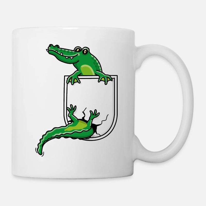 Crocodile in shirt pocket - Mug - white