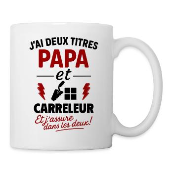 Papa Carreleur cadeau fête des pères Noël - Mug blanc - blanc - Droite