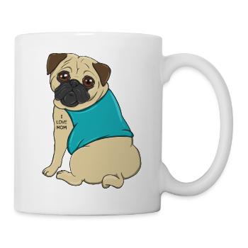 Süßes Mopshund-Tattoo Ich liebe Mama Muttertagsgeschenk - Tasse - Weiß - Rechts