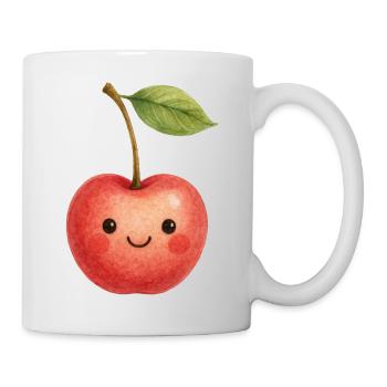 Cuddly Cherry Face Kawaii Kids Baby Fruit - Mug - white - Right