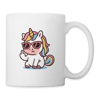 Süßes Kawaii-Einhorn mit Sonnenbrille Niedliche Passen - Tasse - Weiß - Rechts