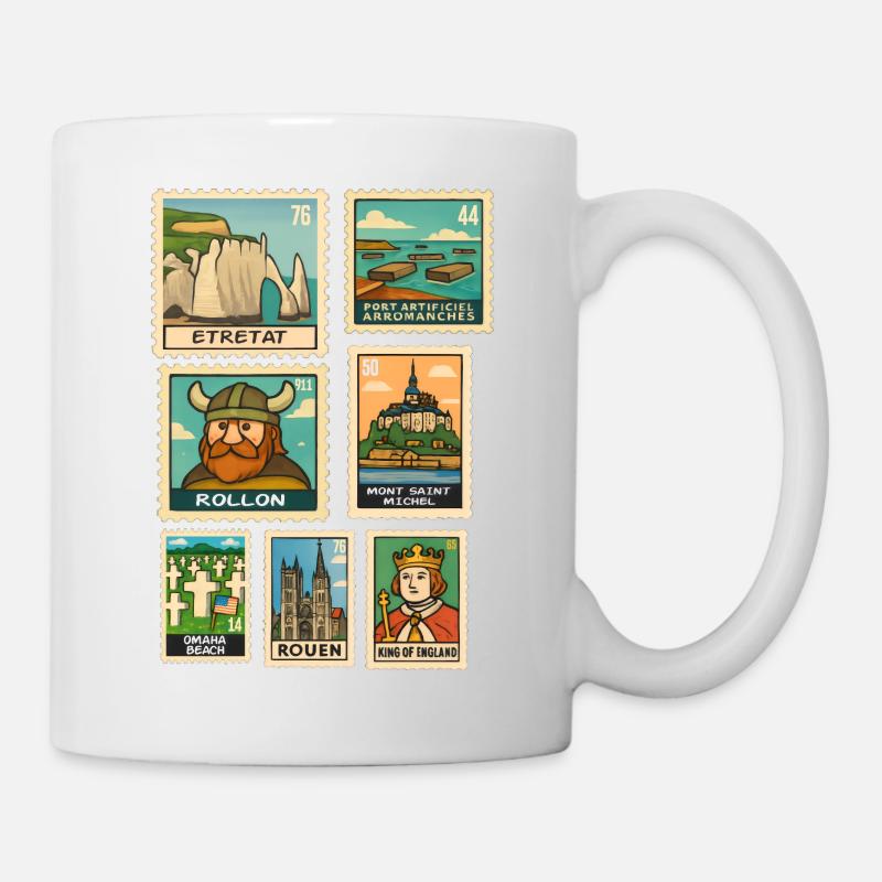 Timbres Normandie Monuments Histoire D-Day Fierté - Mug blanc - blanc