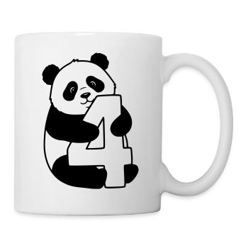 Panda mit Zahl 4 Cartoon Illustration - Tasse - Weiß - Rechts