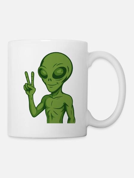 Alien Außerirdischer Frieden Peace - Tasse - Weiß