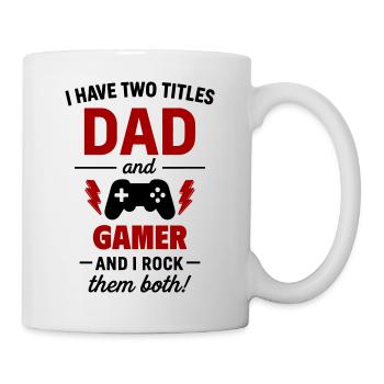 Papa Gamer Zwei Titel Lustig - Tasse - Weiß - Rechts
