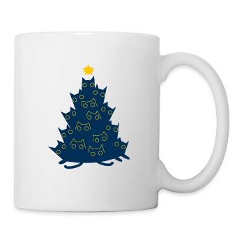 Weihnachten Katzen Katze Tannenbaum Geschenk - Tasse - Weiß - Rechts