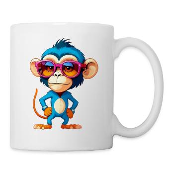 Motley monkey in blue suit - Mug - white - Right