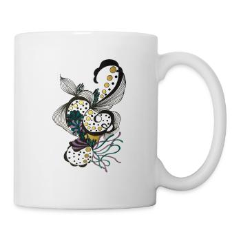 Silhouettes florales avec des points dorés - Mug blanc - blanc - Droite