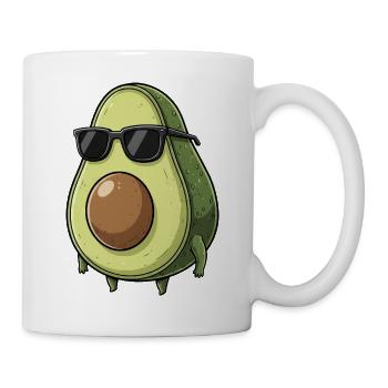 Lustige Avocado mit Sonnenbrille Cartoon Vegan coo - Tasse - Weiß - Rechts