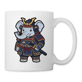Elephant Samurai in Warrior Armor - Mug - white - Right