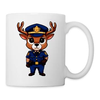 Hirsch Polizei - Tasse - Weiß - Rechts