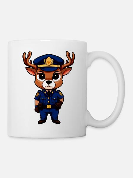 Hirsch Polizei - Tasse - Weiß