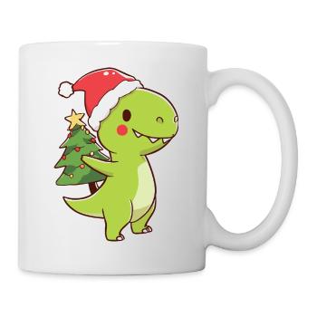 Kawaii Dino T-Rex avec sapin de Noël - Mug blanc - blanc - Droite