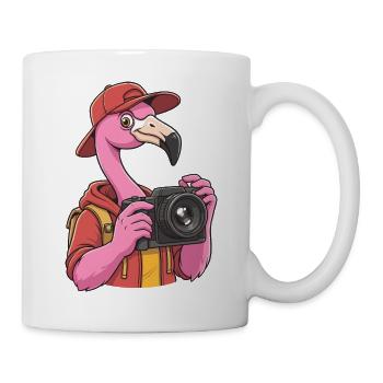 Lustiger cooler Flamingo-Fotograf mit Kamera - Tasse - Weiß - Rechts