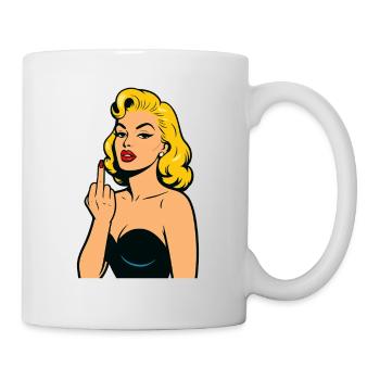 Frau Pop-Art-Rebell Mittelfinger - Tasse - Weiß - Rechts