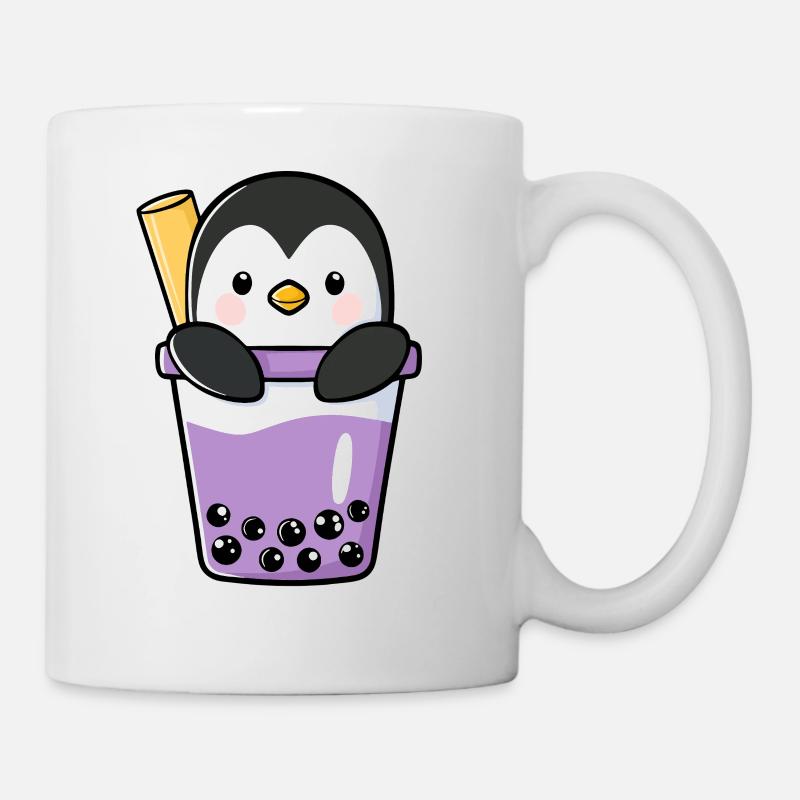 Kawaii Pinguin in Bubble Tea Taro Boba - Tasse - Weiß