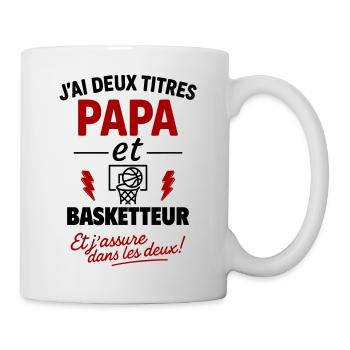 Papa Basketteur cadeau fête des pères Noël - Mug blanc - blanc - Droite