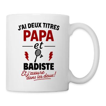 Dad Badminton Sports Gift Father's Day Christmas - Mug - white - Right