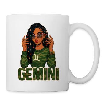 Gemini Queen – Loc'd Afro Girl Vibrant Spirit - Mug - white - Right