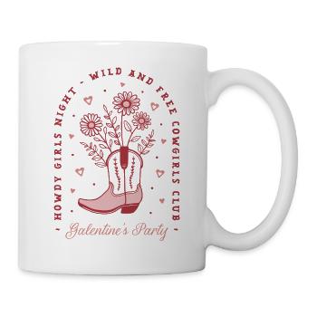 Fête Galentines, soirée des filles de la Saint-Valentin, cowgirls - Mug blanc - blanc - Droite