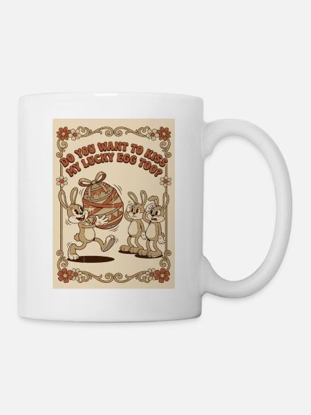 Lucky_Egg_Retro_Hasen - Tasse - Weiß