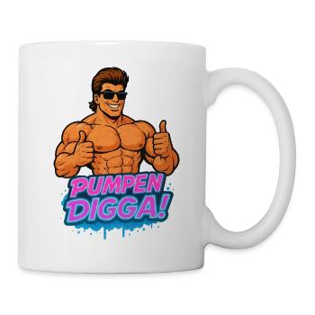 PUMPS DIGGA Muscle Hero Cartoon Bodybuilder - Mug - white - Right