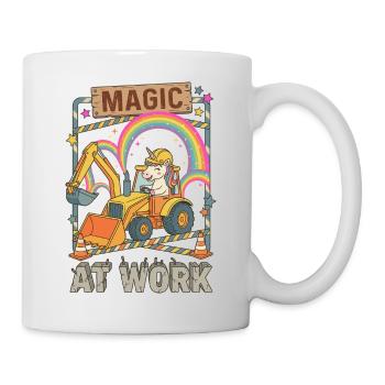 Magic At Work Einhorn Bagger - Tasse - Weiß - Rechts