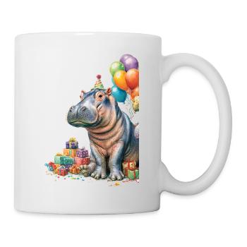 Hippo Birthday Party with Balloons - Mug - white - Right
