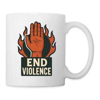 Flaming hand against violence - Mug - white - Right