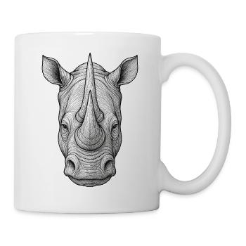 Rhino Linen Style Head Detail Drawing - Mug - white - Right