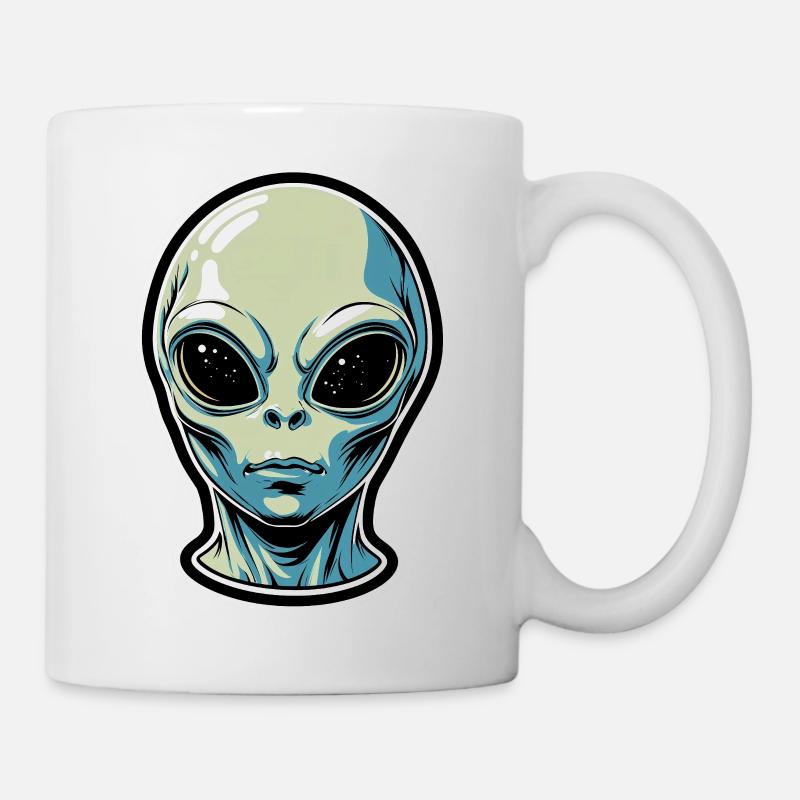 Alien Kopf Illustration - Tasse - Weiß