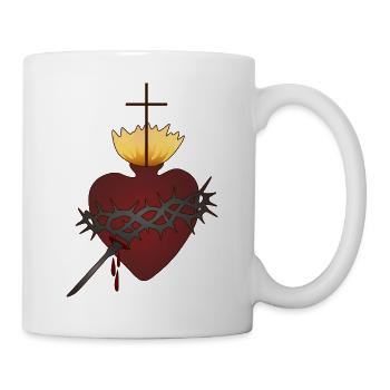 Heiliges Herz mit Dornenkrone - Tasse - Weiß - Rechts